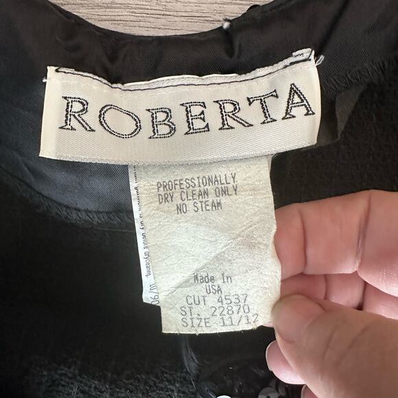 Roberta VTG 90's Black Sequin Dress Sparkly Stretch Cocktail Party Dress 14 Mini - Picture 8 of 9